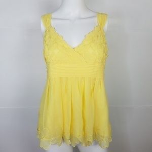 🌼Antonio Melani Yellow blouse flower lace detail